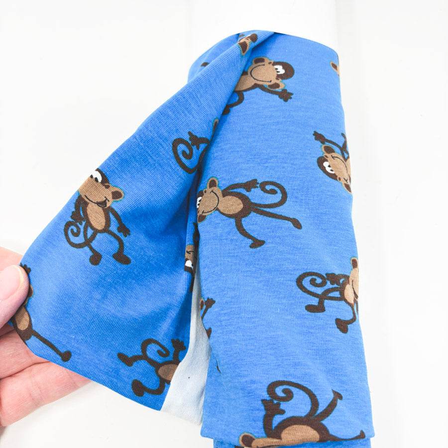 36" × 58" Blue Monkey Jersey Knit