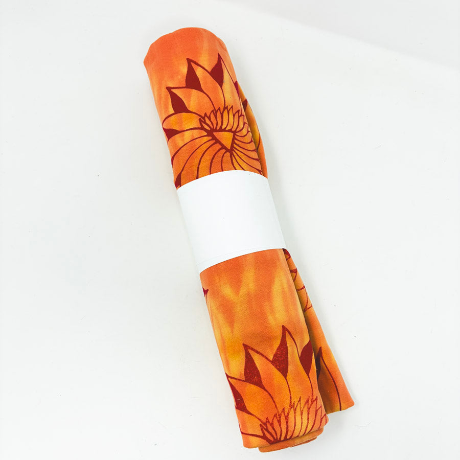 39" × 76" Orange Floral Cotton Jersey Knit