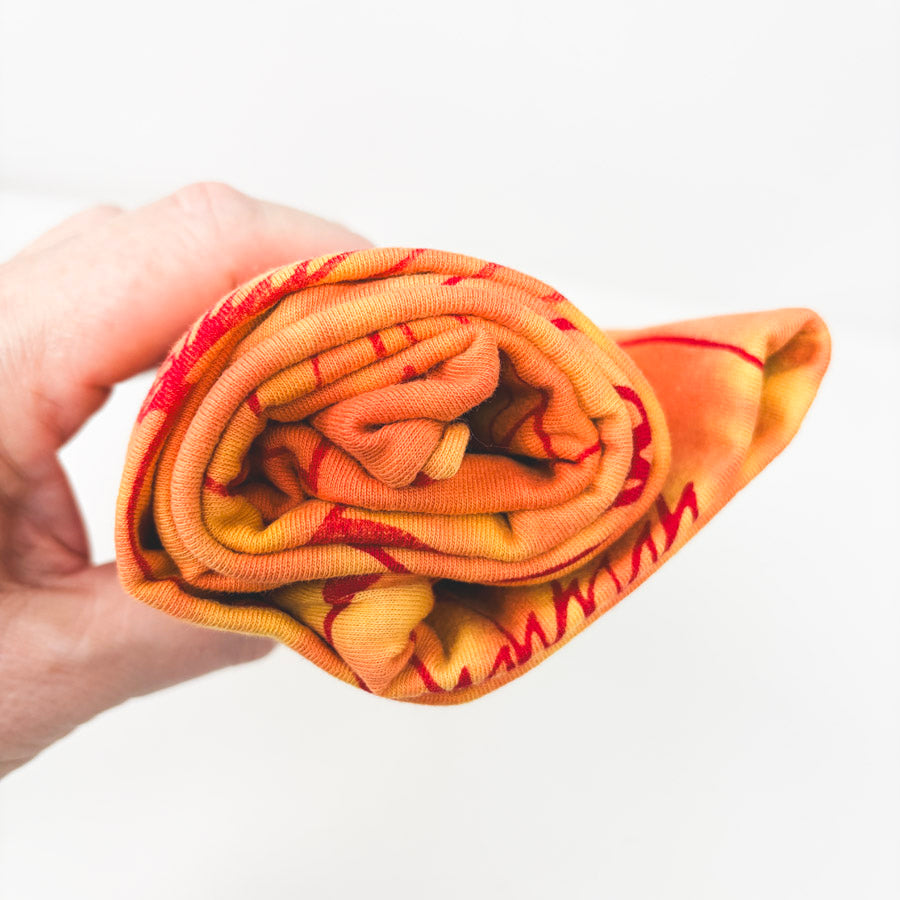 39" × 76" Orange Floral Cotton Jersey Knit