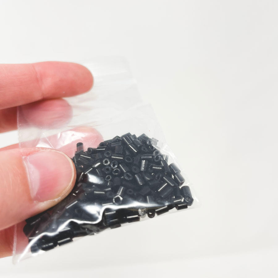 Black Mini Cylinder Beads