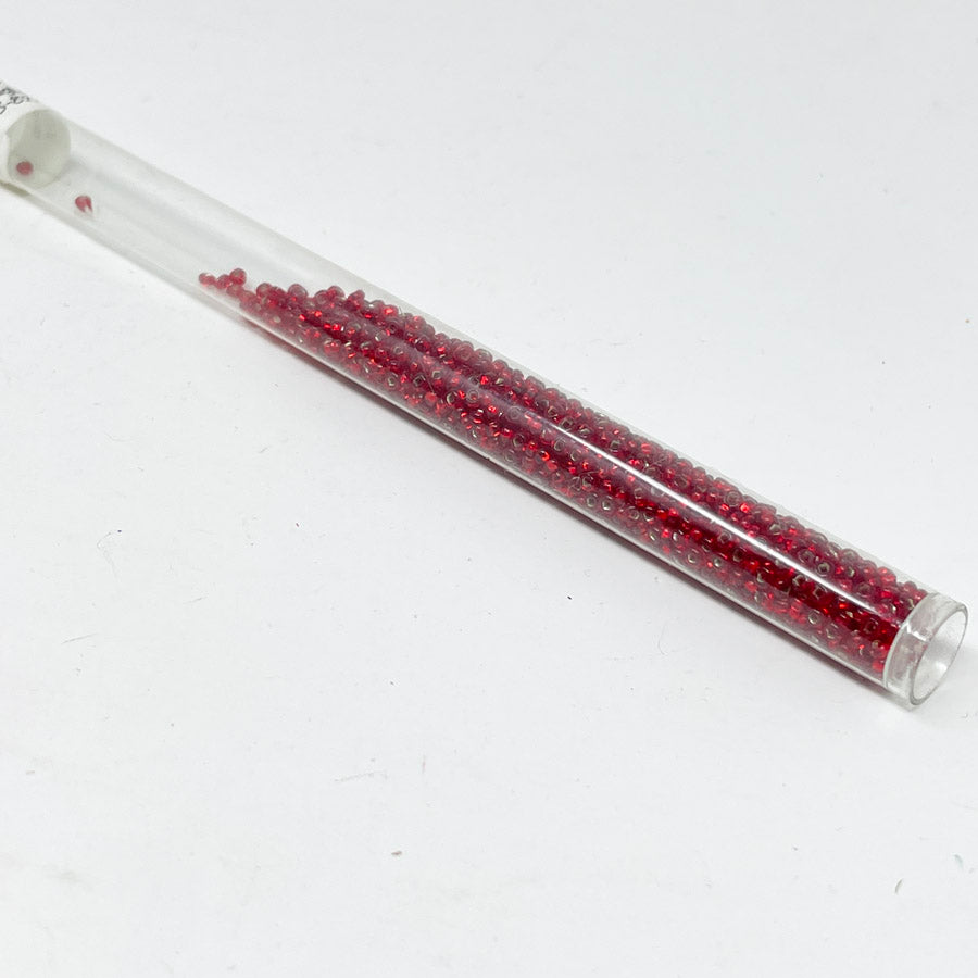 Red Seed Bead Tall Tube
