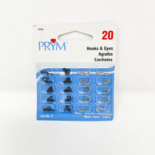 Prym Hooks and Eyes- Nickel and Black