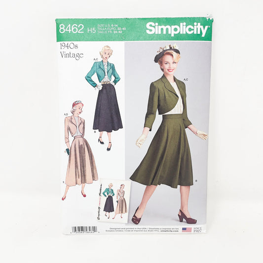 1940s (2019 Repro) Simplicity Skirt/Blouse/Jacket - 8462 - Size 6-14