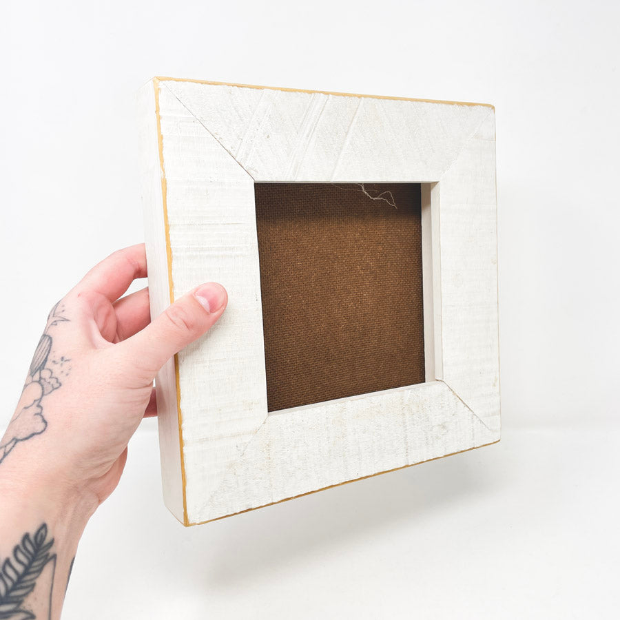 Square Distressed White Wall Frame