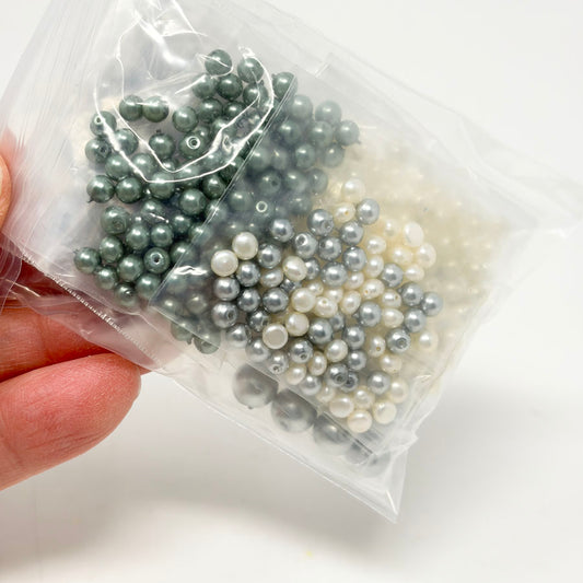 Blues/White Round Pearlized Bead Bundle
