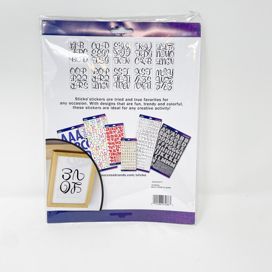 EK Success Sticko Alphabet Stickers, Black Script