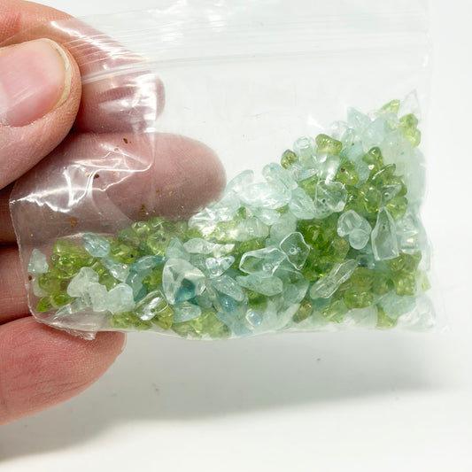 Green Natural Stone Chip Bead Mix