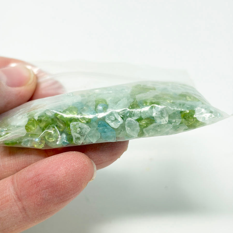 Green Natural Stone Chip Bead Mix