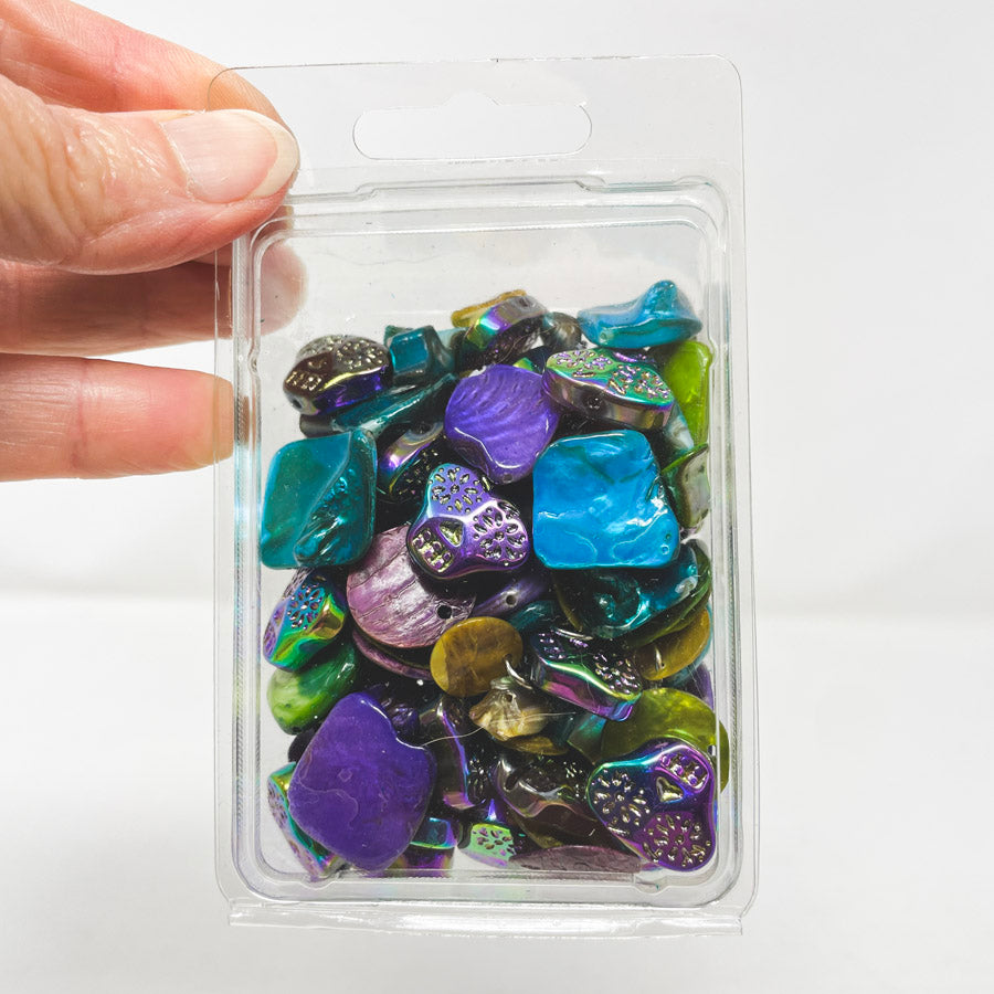 Iridescent Glass and Shell Bead Bundle