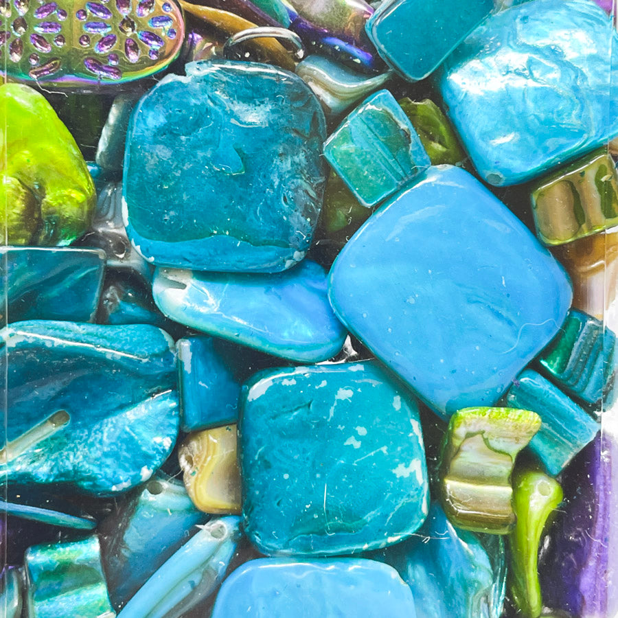 Iridescent Glass and Shell Bead Bundle
