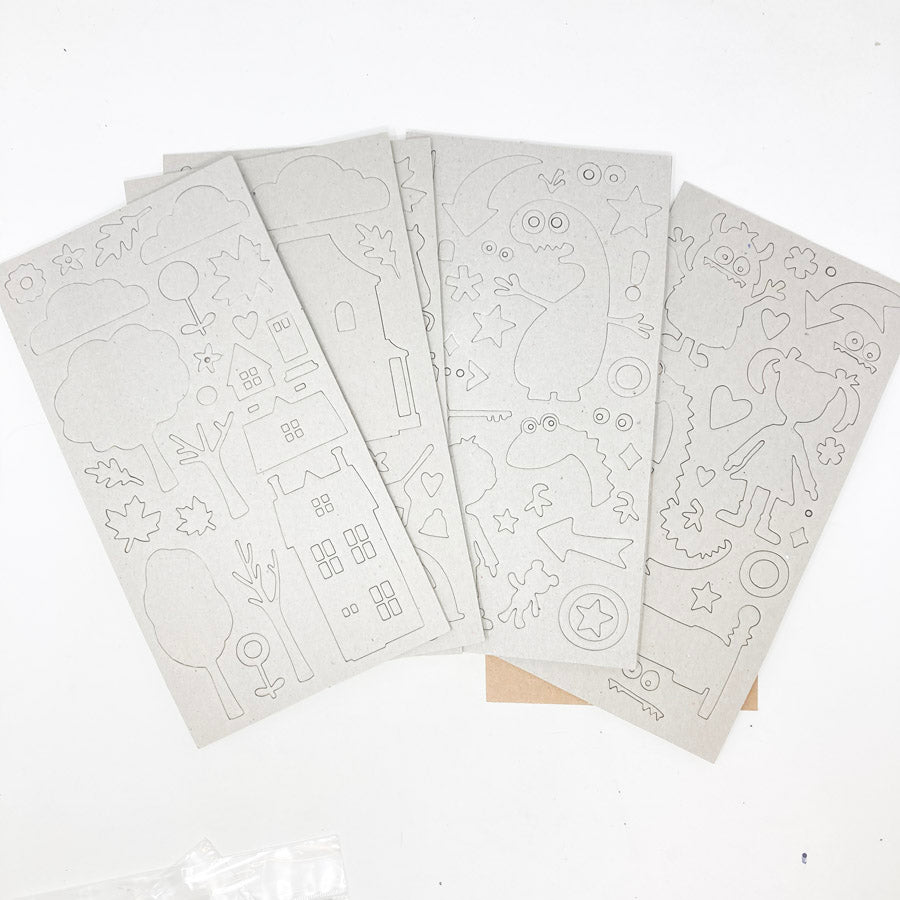 House and Monsters Chipboard Sticker Bundle