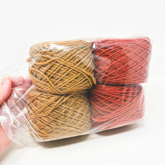 Hand Dyed Cormo Wool Yarn Cakes Bundle – Mochaccino & Chili Pepper