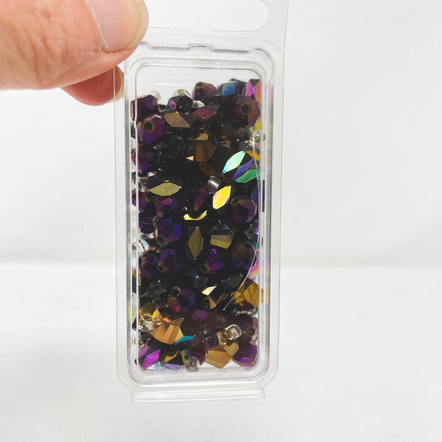 Assorted Iridescent Faceted Glass Beads