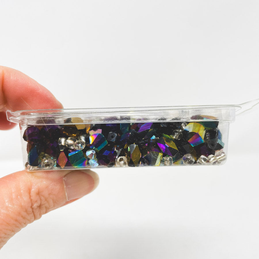 Assorted Iridescent Faceted Glass Beads