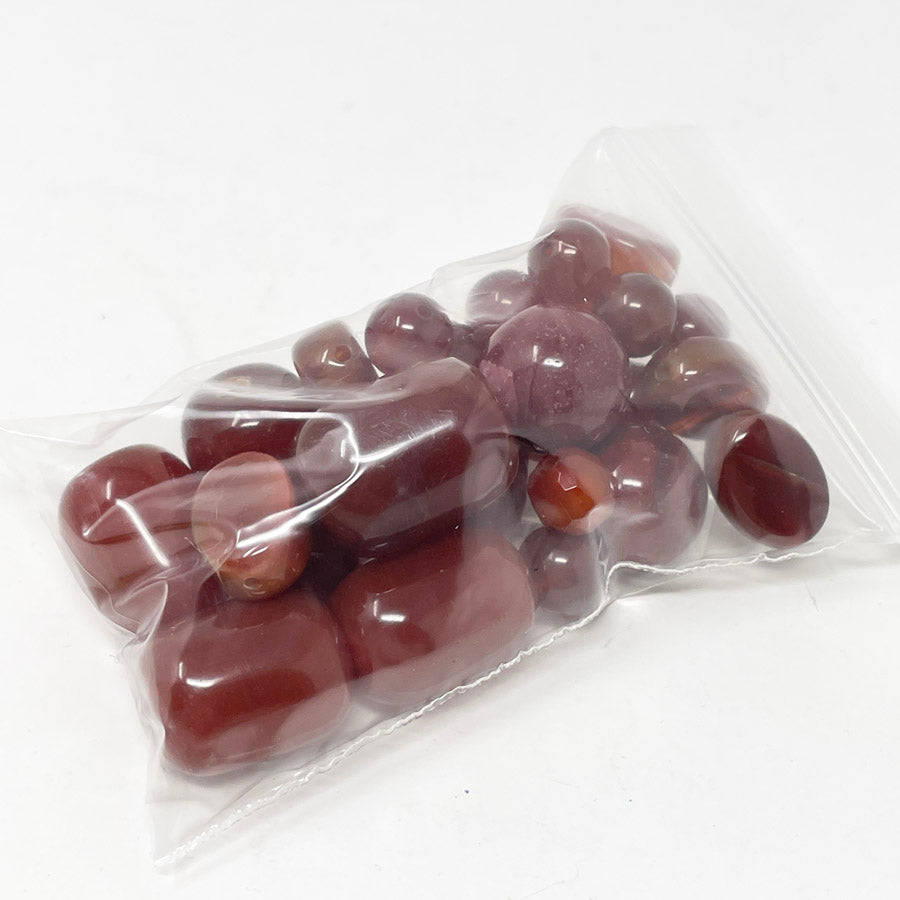 Dark Red Bag Stone/Plastic Beads