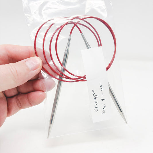ChiaoGoo 47-Inch Red Lace Stainless Steel Circular Knitting Needles - Size 9