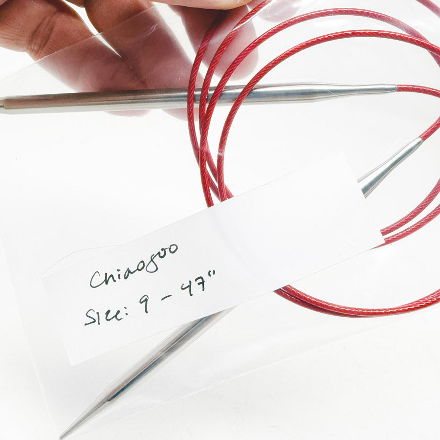 ChiaoGoo 47-Inch Red Lace Stainless Steel Circular Knitting Needles - Size 9