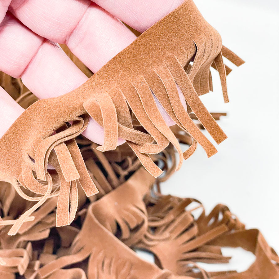 Brown Suede Fringe Trim