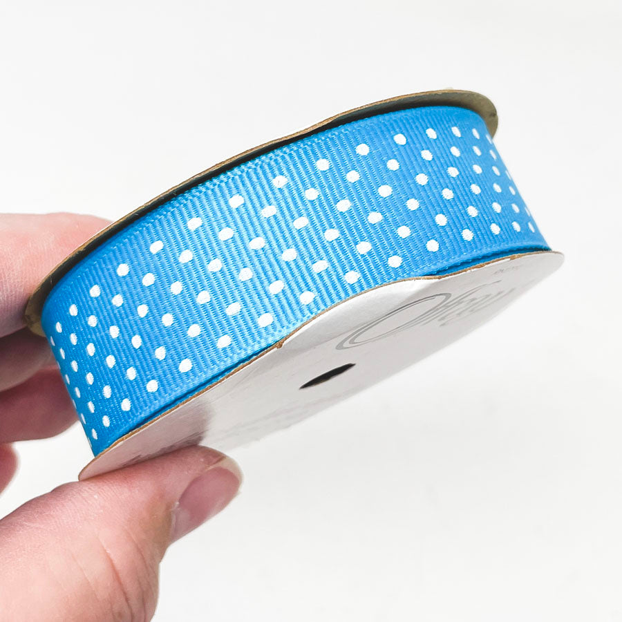 Offray Ribbon - Light Blue Polka Dot