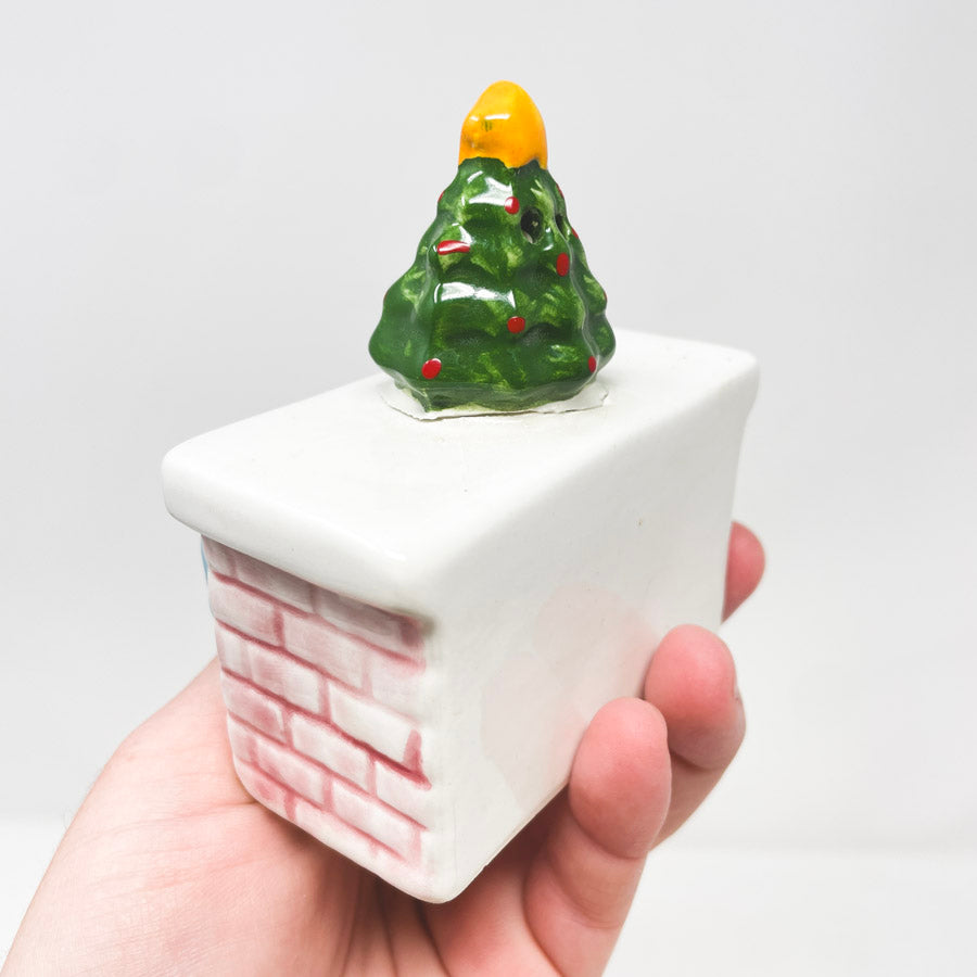 Christmas Fireplace and Cat Santa Salt & Pepper Shaker Set