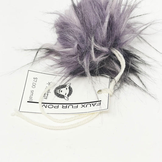 Small Faux Fur Pom - Purple/Gray