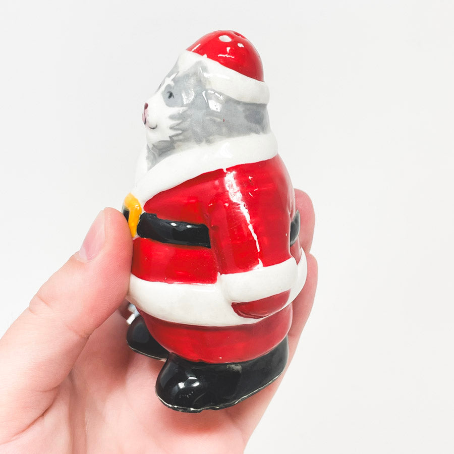 Christmas Fireplace and Cat Santa Salt & Pepper Shaker Set