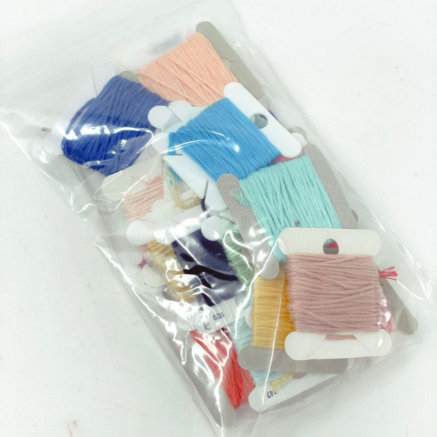 24 Floss Skeins on Paper & Plastic Bobbins