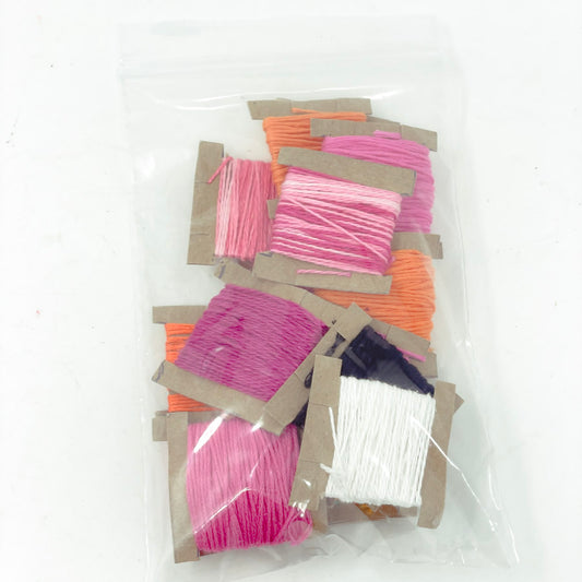 Bundle of Floss on Paper Bobbins - Pink/Orange