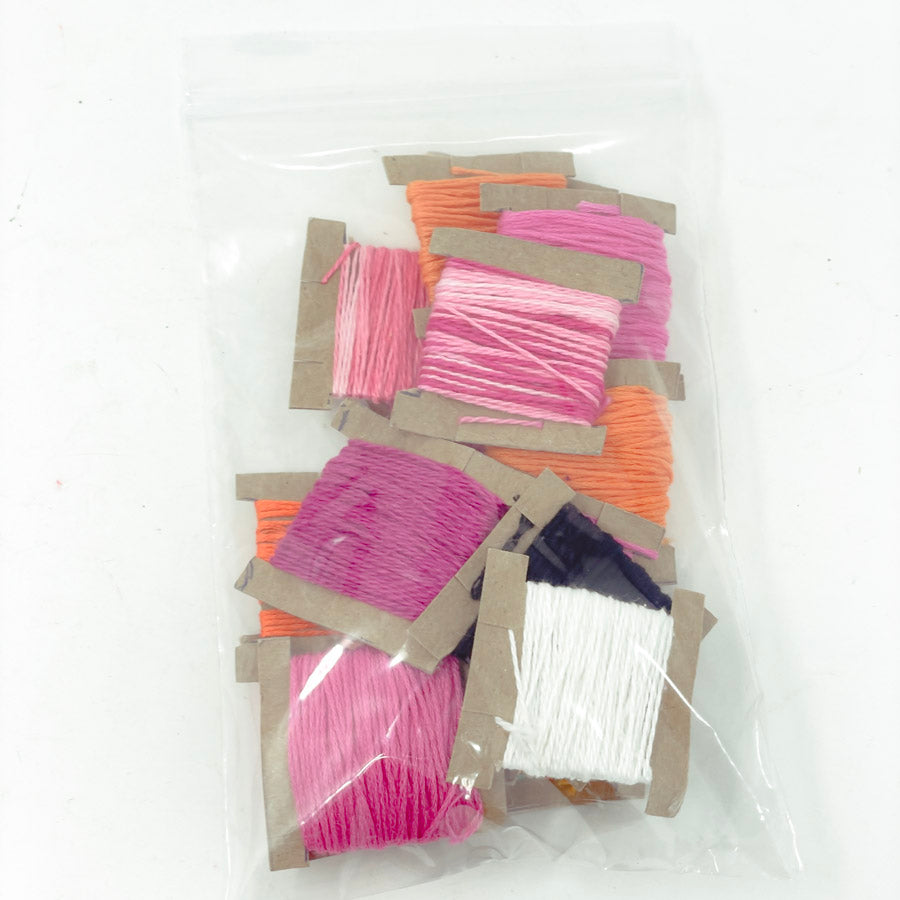 Bundle of Floss on Paper Bobbins - Pink/Orange