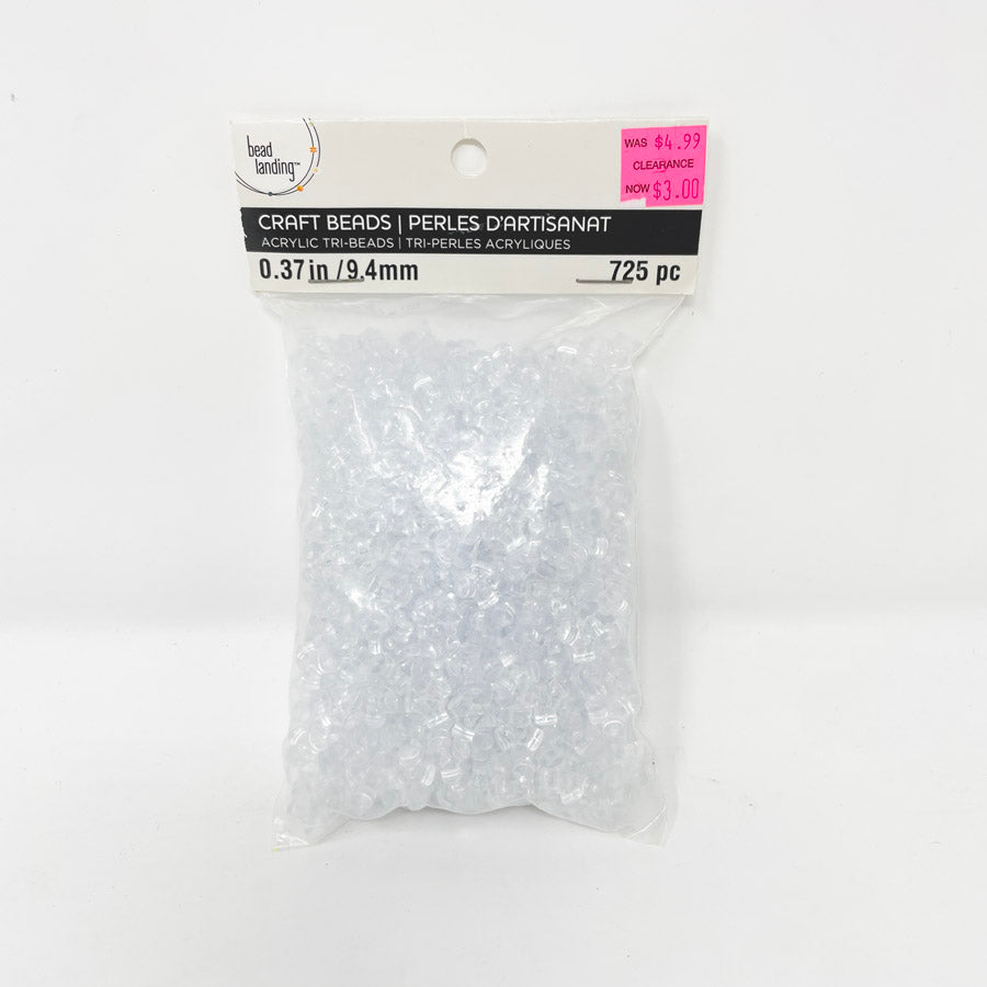 Bead landing- clear acrylic tri-beads .37in/9.4mm