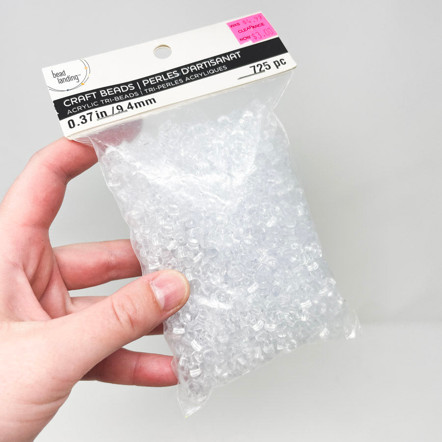 Bead landing- clear acrylic tri-beads .37in/9.4mm