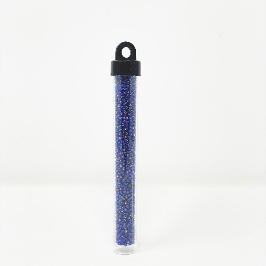 Blue Lined Seed Bead Tube
