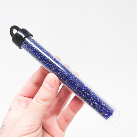 Blue Lined Seed Bead Tube