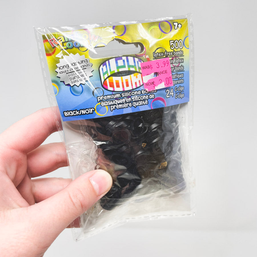 Rainbow Loom Silicone Bands - Black and Clear
