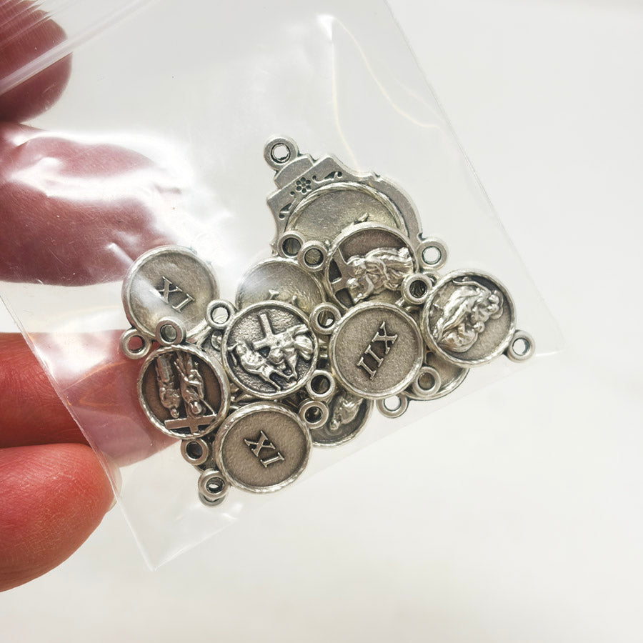 Small Bundle of Metal Rosary Centers