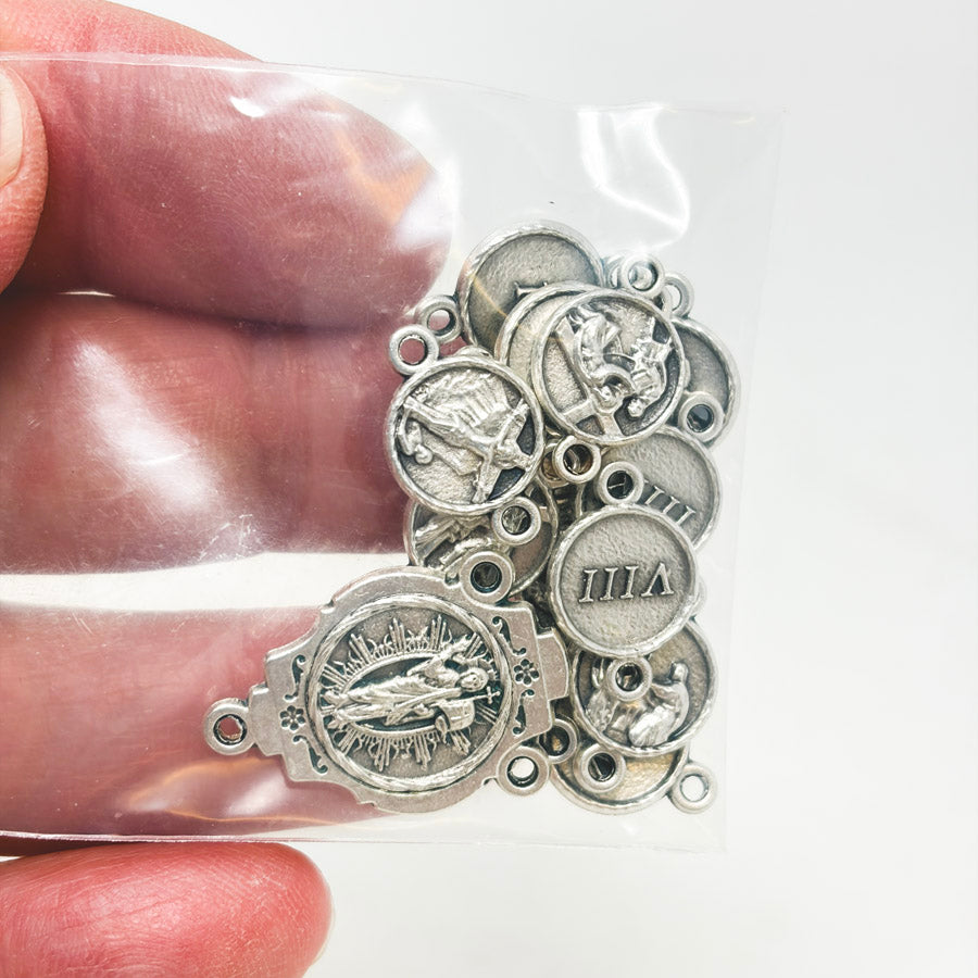 Small Bundle of Metal Rosary Centers