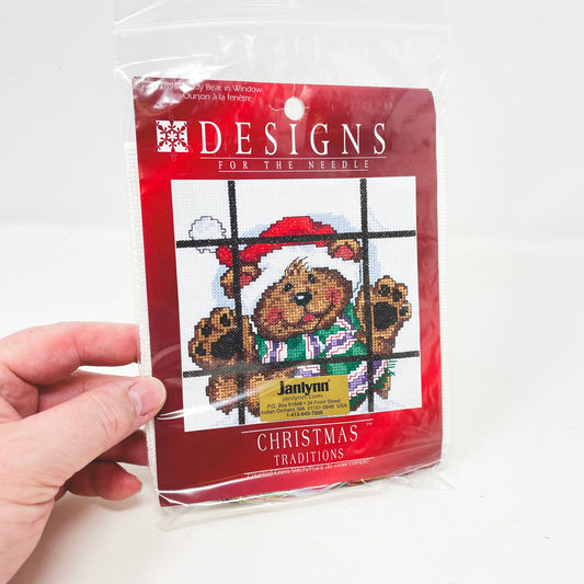 Janlynn Teddy Bear in Window Cross Stitch Kit