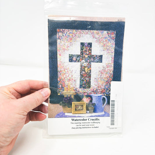 Watercolor Crucifix Quilt Pattern by Lucy Fazely