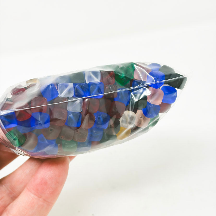 Frosted Multicolor Rounded Cube Beads