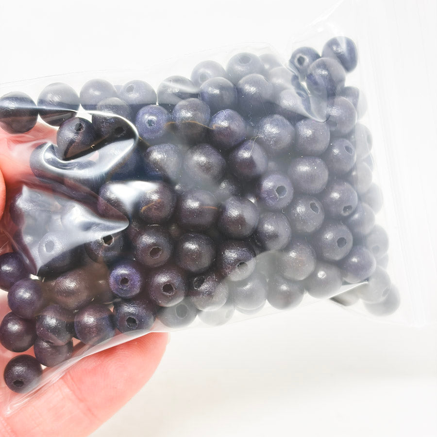 Black Wood Round Beads