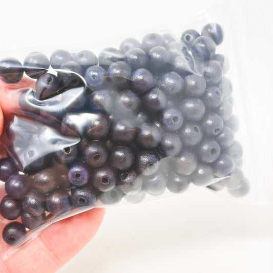 Black Wood Round Beads