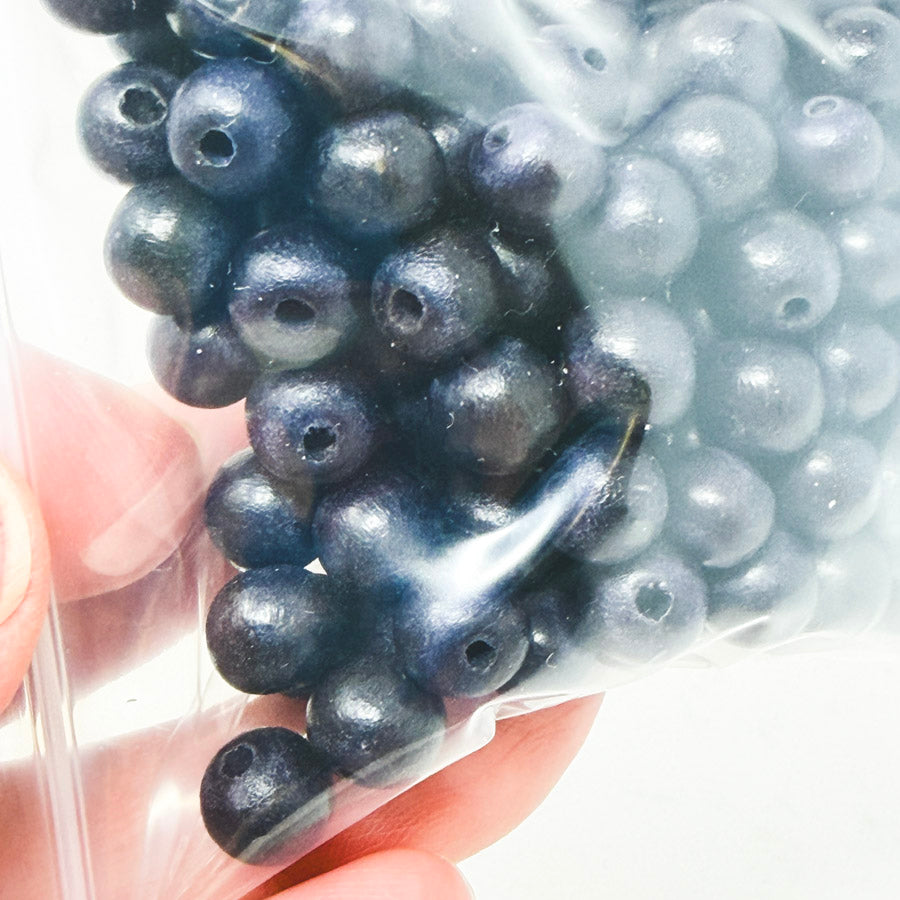Black Wood Round Beads