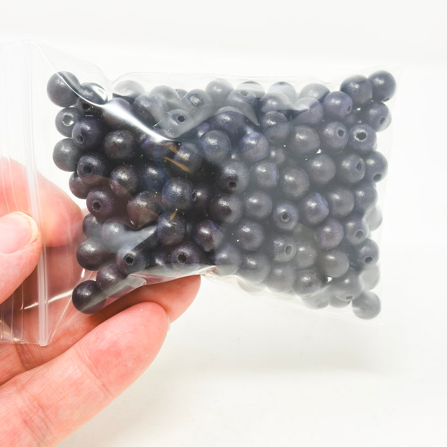 Black Wood Round Beads