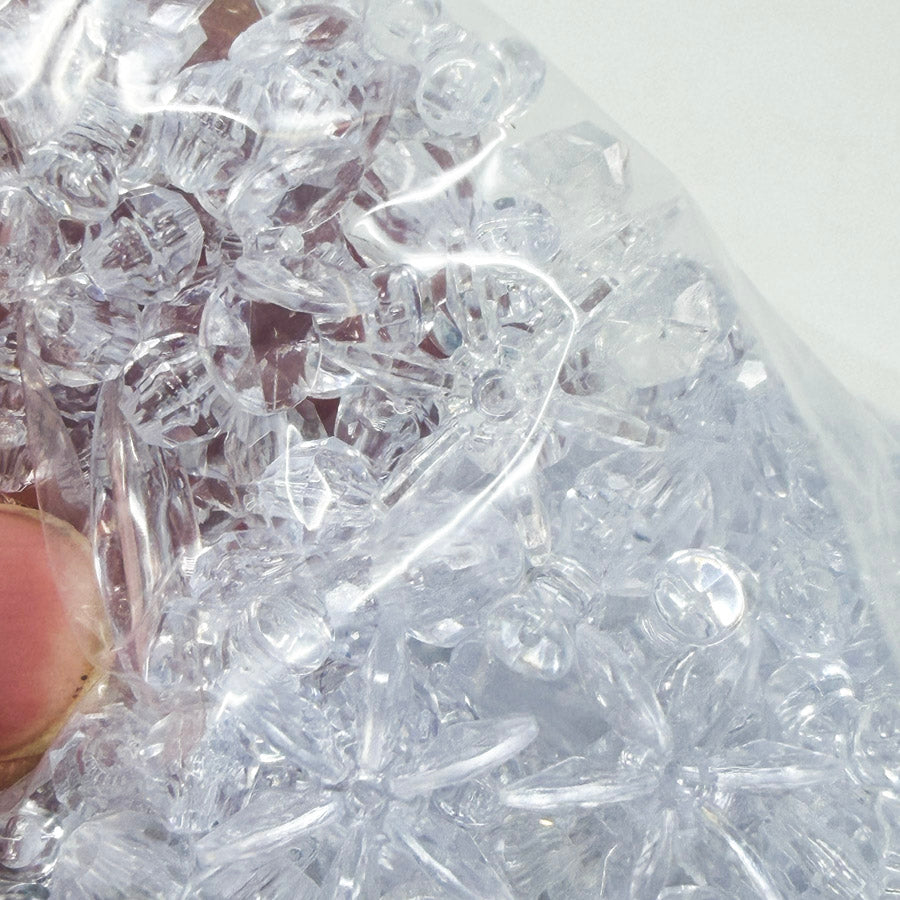 Mixed Pack of Clear Plastic Crystal Beads