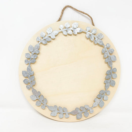 Unfinished Wood Metal Wreath Plaque