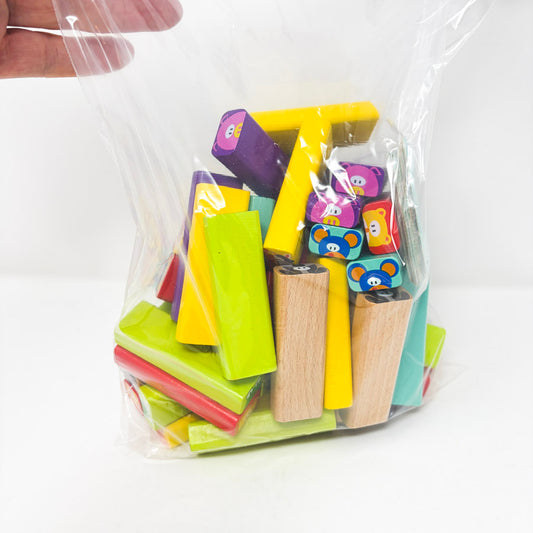 Wooden Block Game with Animal Pattern Cards