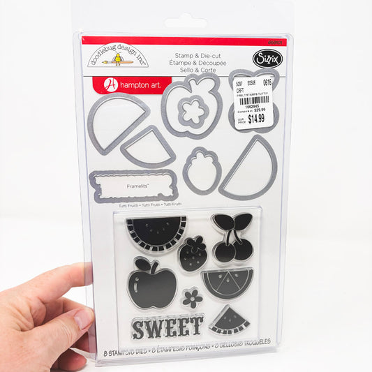 Doodlebug/Sizzix Framelits Die and Stamp Set - Tutti Frutti