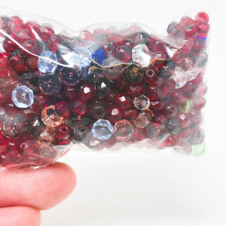Ruby & Garnet Color Faceted Glass Bead Mix