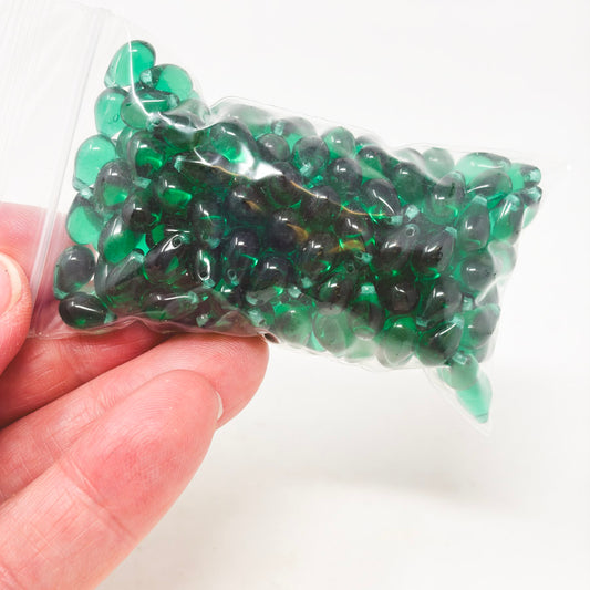 Green Translucent Glass Nugget Bead Pack