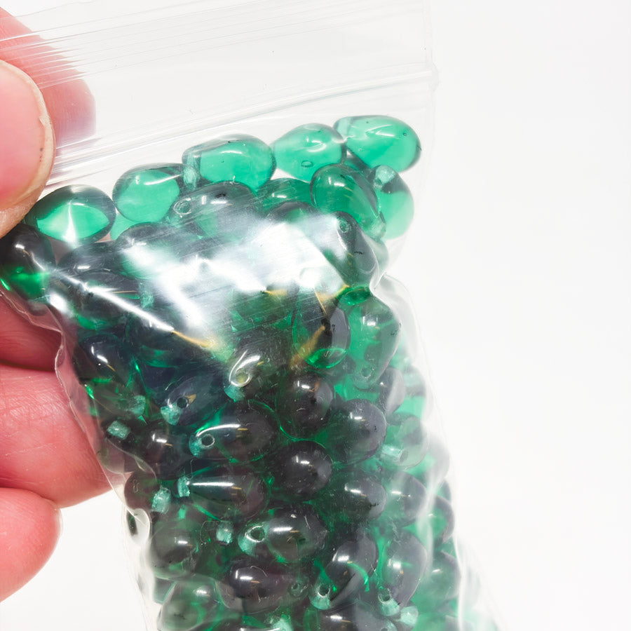 Green Translucent Glass Nugget Bead Pack